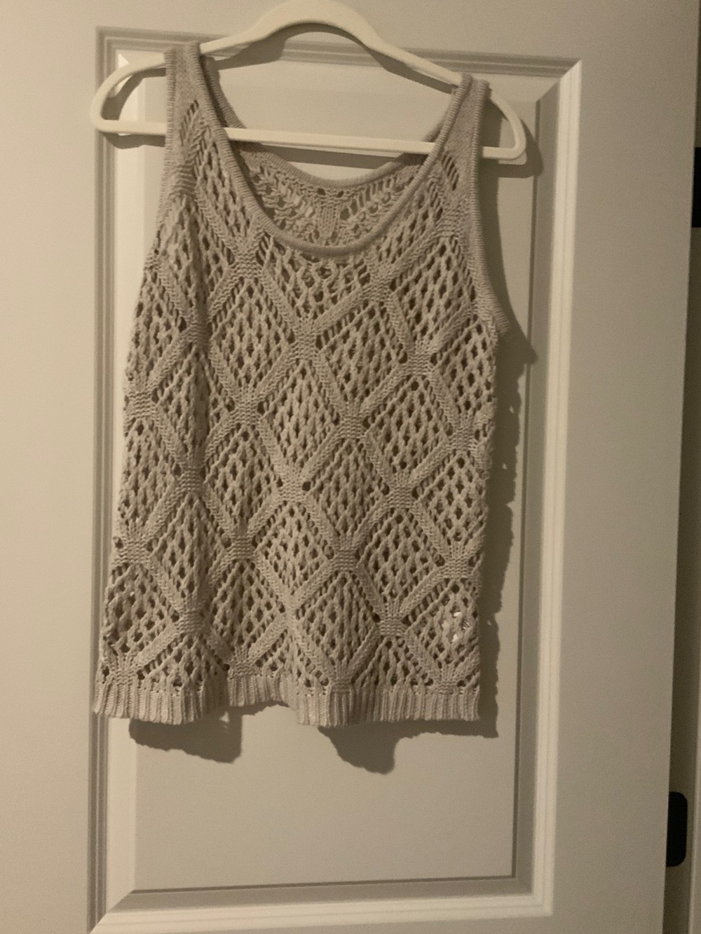Women's Open-Knit Tank Top in Light Beige